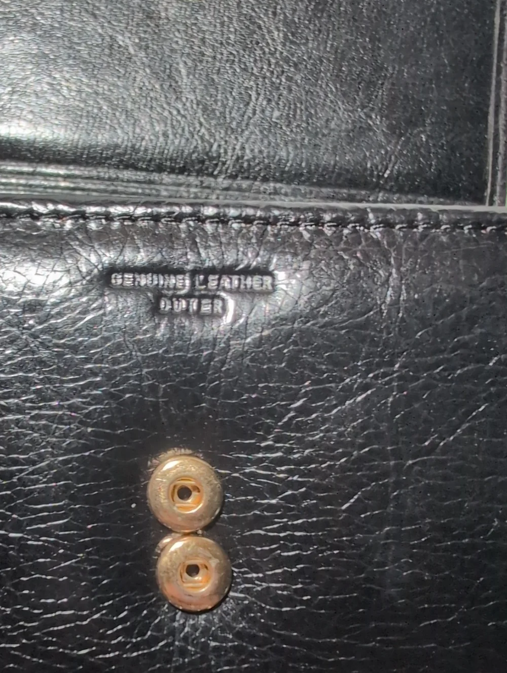 Vintage Fossil Black Leather Women's Trifold Wallet with Gold Accent
